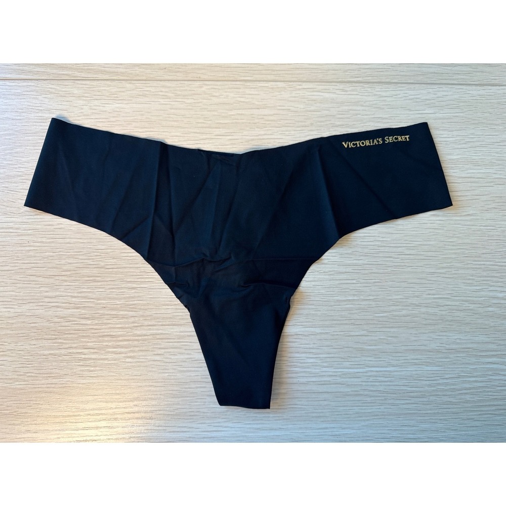 NWT Victorias Secret Thong Panty Seamless Lightweight Black Extra Large XL